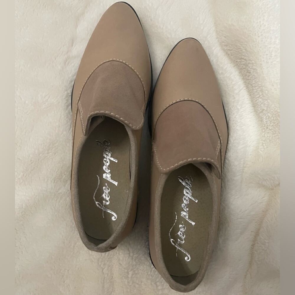 Free People Brady Beige Oxford Preppy Slip on shoe size 37 US 7